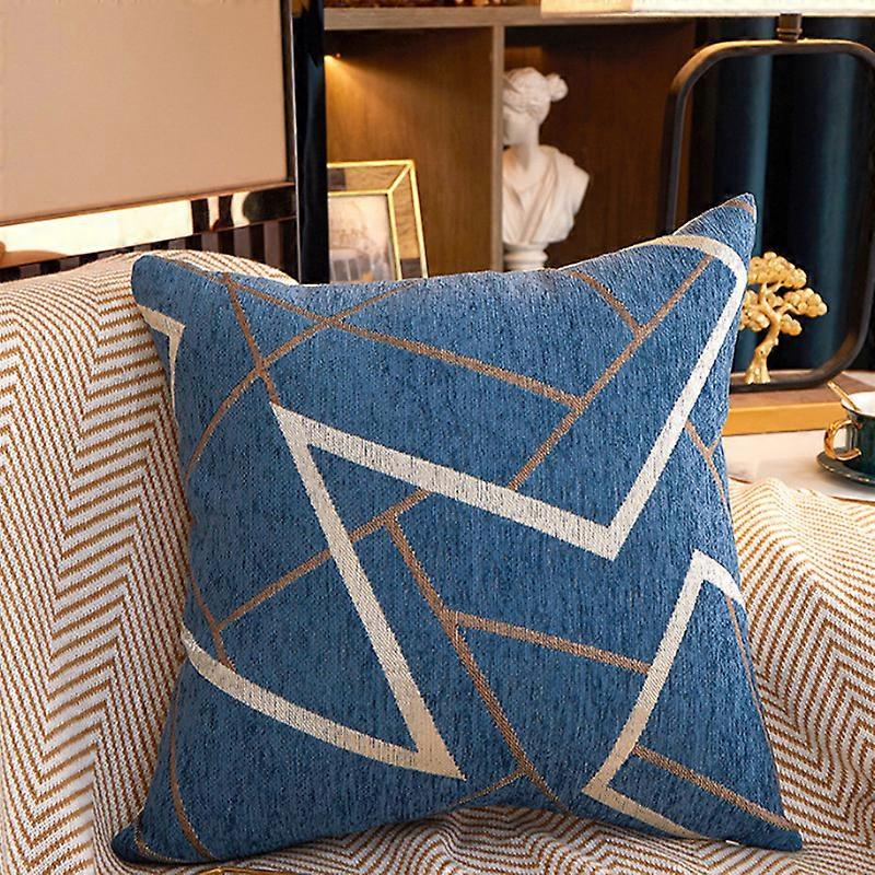 Knitted Texture Chenille Soft and Comfortable Square PillowcaseDark Blue