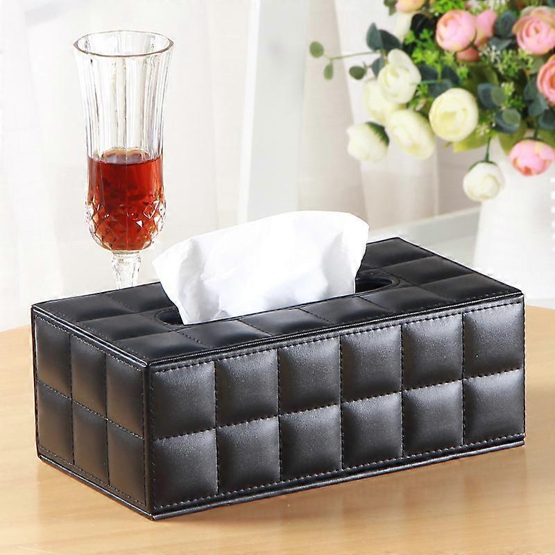 Rectangular Leather Tissue Box (Black)