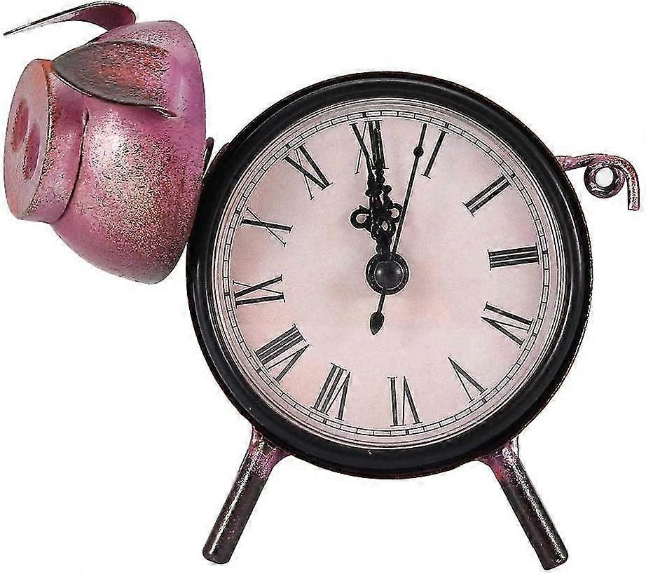 Desktop Clock,roman Numerals Retro Pig Statue Clock,decorative Frame Clock For Home Office Decorate,gift For Friends,classmates Zekai