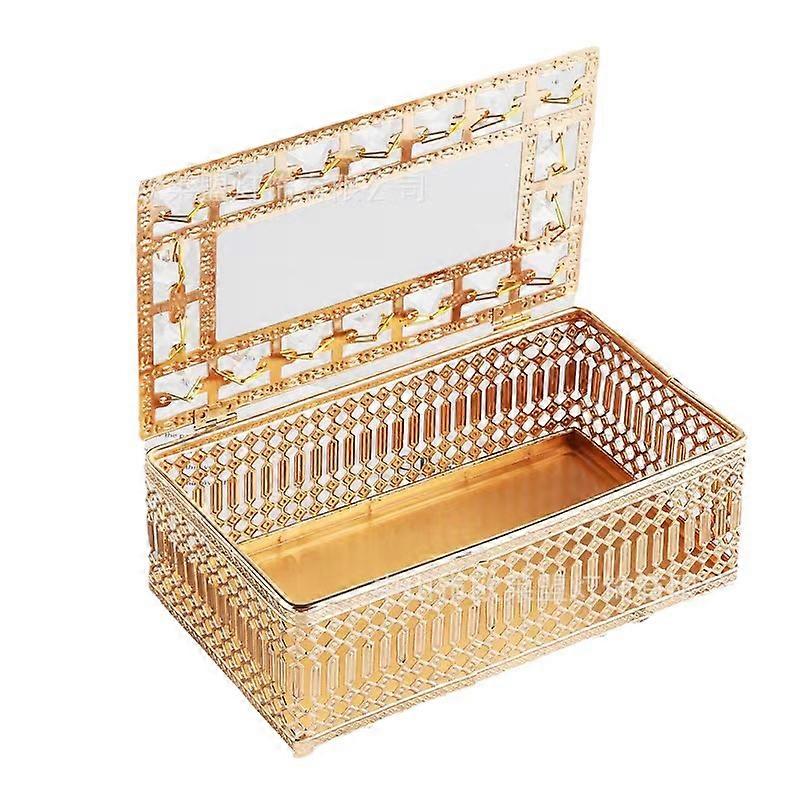 ボックスクリスタルペーパーボックスゴールドペーパータオルホルダーヴィンテージ装飾スクエアティッシュボックスリビングルームナプキン収納ボックスティッシュボックスホルダーフェイシャルティッシュホルダーPA