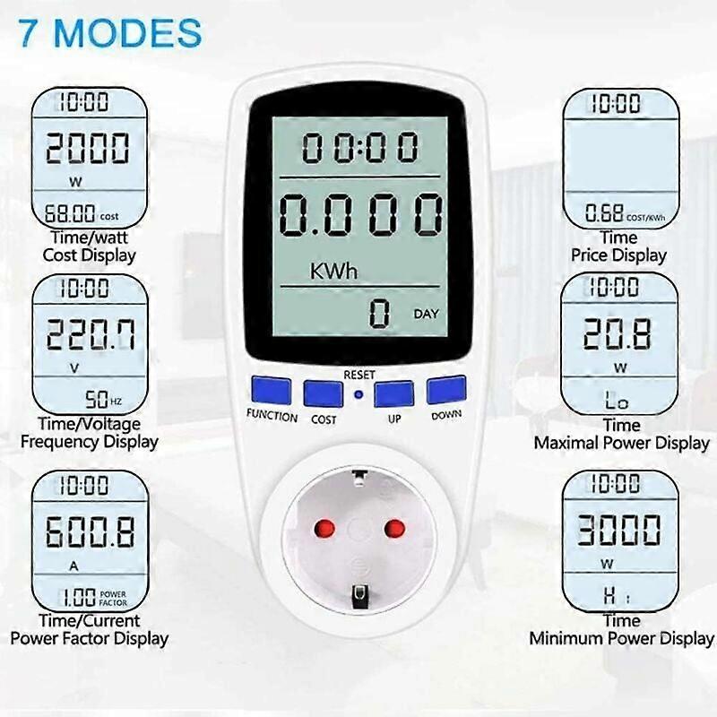 Electricity Meter, Energy Cost Meter, Electricity Consumption Meter, Backlit Electricity Meter for Max 3680W/16A Outlet