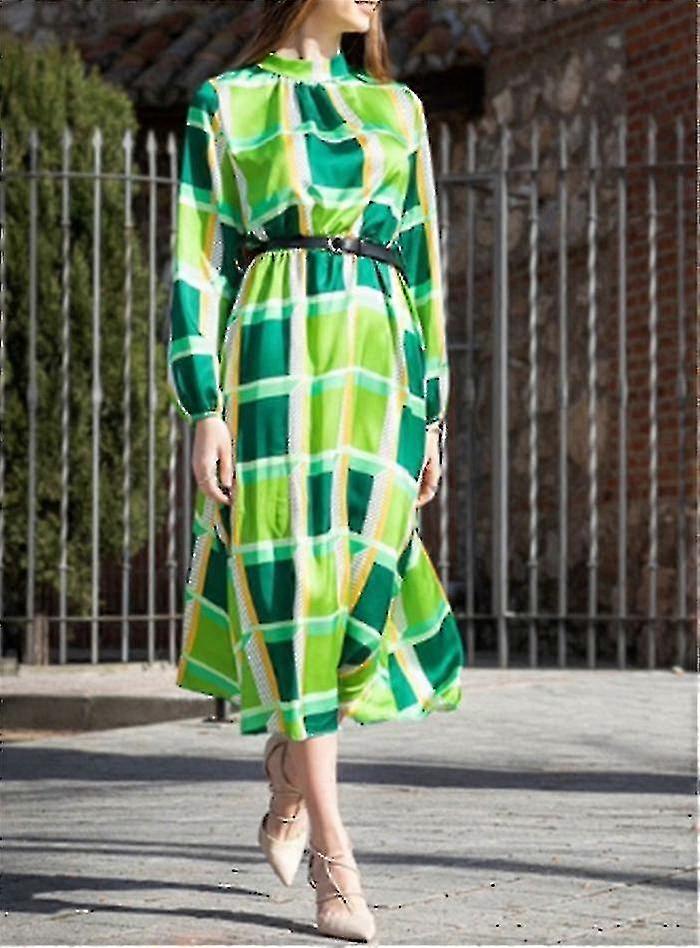 Damen Printed Casual Einfaches Partykleid Herbst