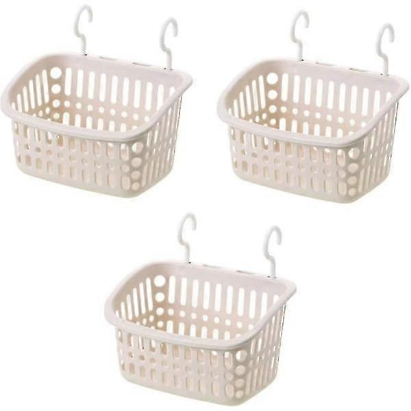3 hanging plastic storage baskets / laundry baskets, plastic Large