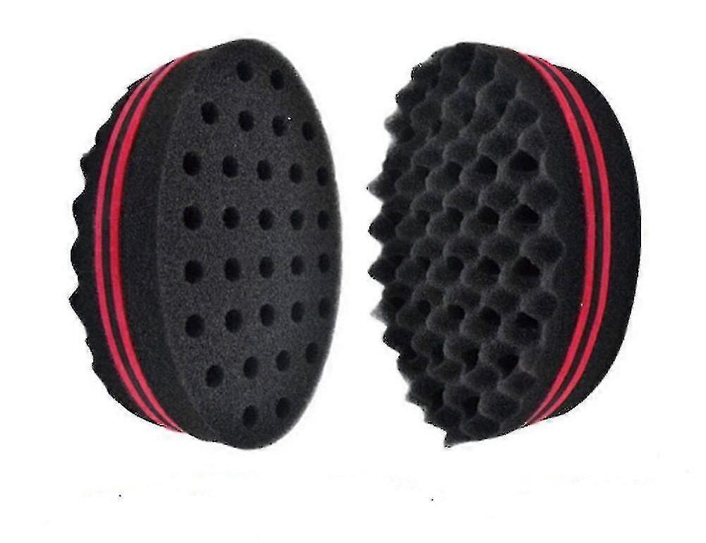 2pc Double Side Barber Hair Brush Sponge Locking Afro Curl Twist Dreads Coil Wave-YGWL