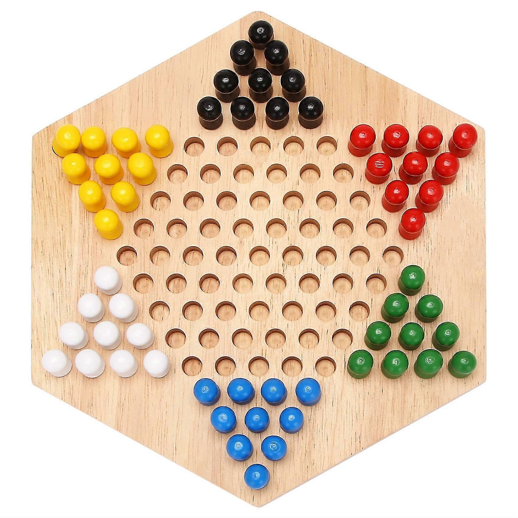 Hexagon Wooden Checkers Game Set