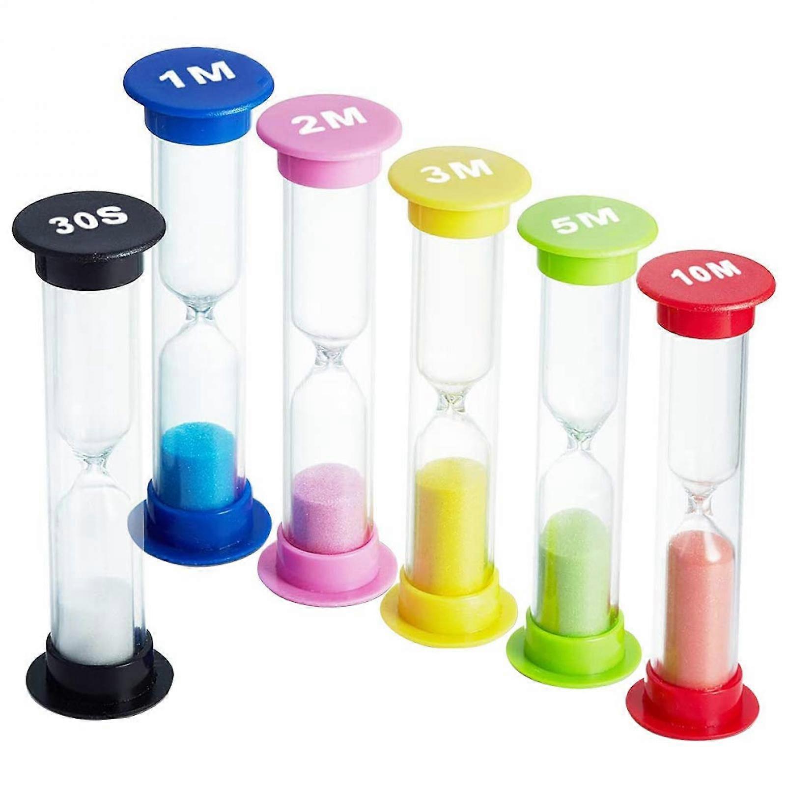 Sand Timer 6 Colors Hourglass Sandglass Sand Clock Timer 30sec / 1min, 2mins, 3mins, 5mins / 10mins For Classroom Game Home Office, Toothbrush Timer -