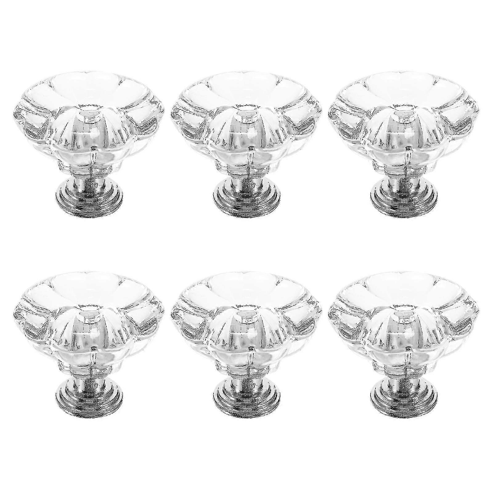 6pcs Crystal Clear Doorknobs Cupboard Cabinet Drawer Door Knobs Pull Handles