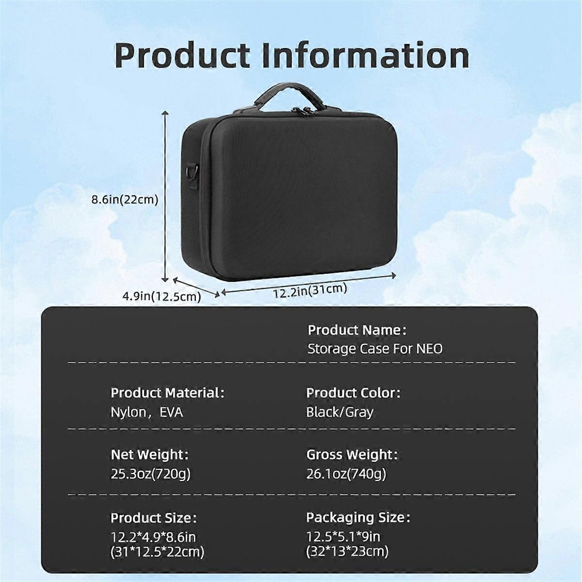 Carrying Storage Bag for Neo Drone Portable Handbag with Strap Protective Accessories Gray