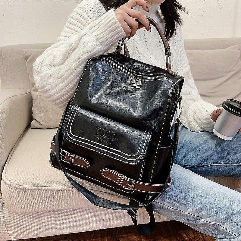 WR vintage kvinnor ryggsäck kvalitet pu läder dagsryggsäck retro brun säck a dos 2022 ny designer skolstudentväska för tjejer