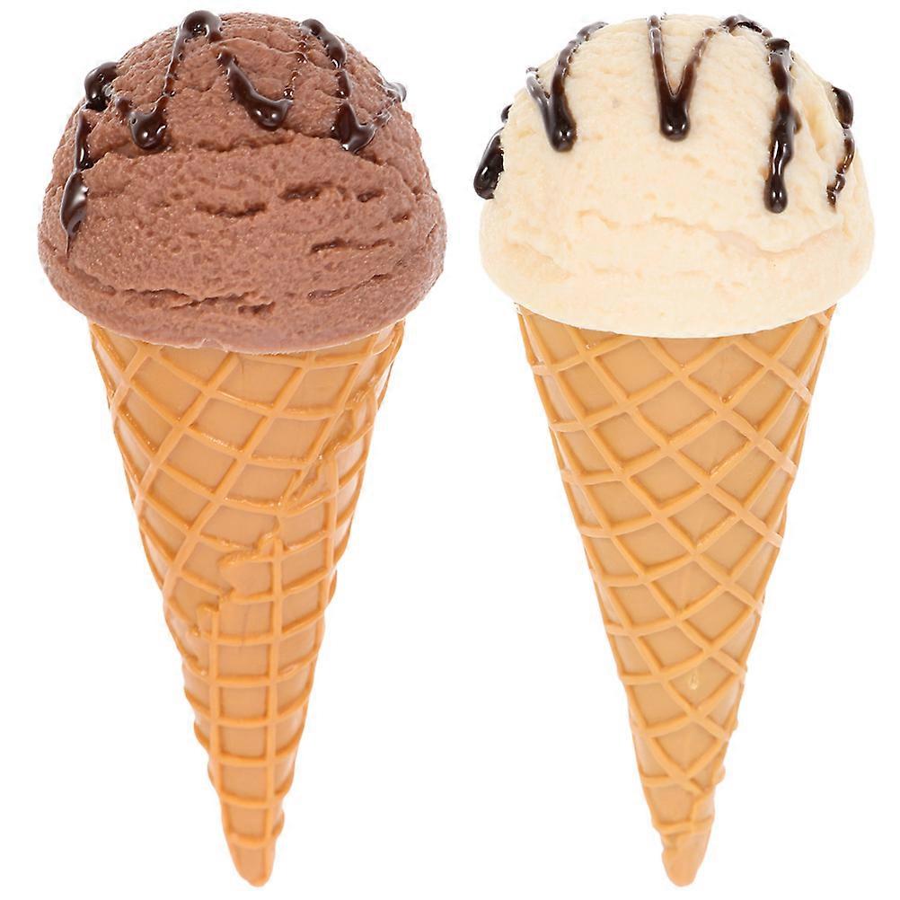 2pcs Ice Cream Model Ice Cream Cone Props Simulation Ice Cream Shop Display Prop