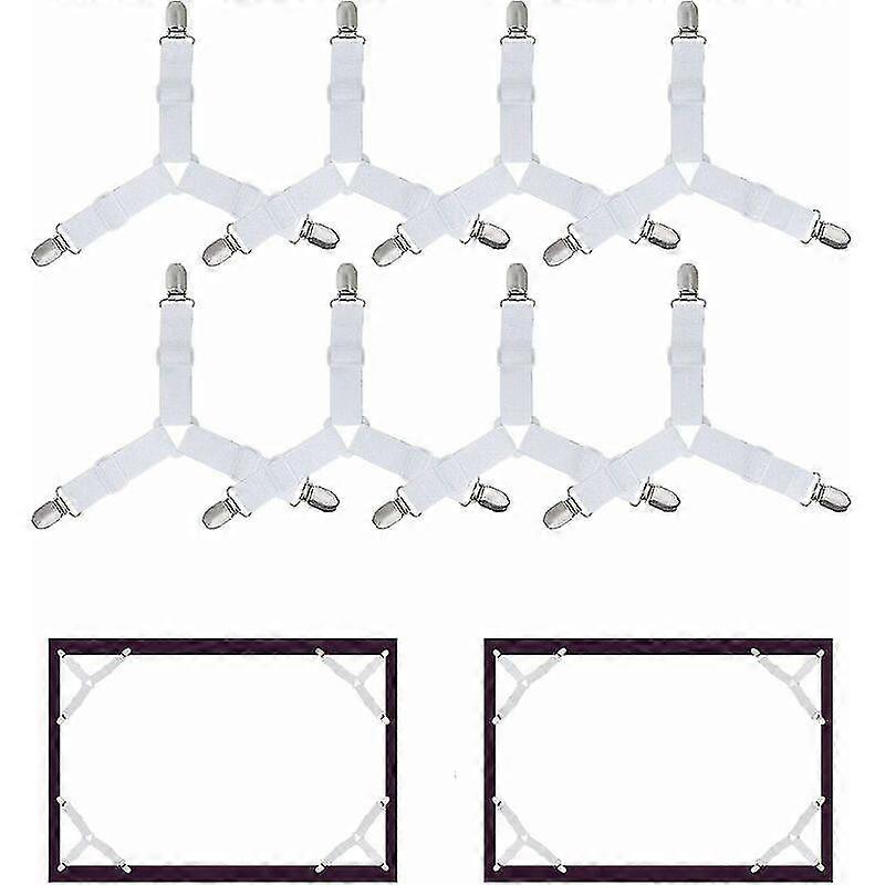 8 Pieces Bed Sheet Clips, Adjustable Elastic Triangle Support Straps for Fitted Sheet and Flat Sheet
