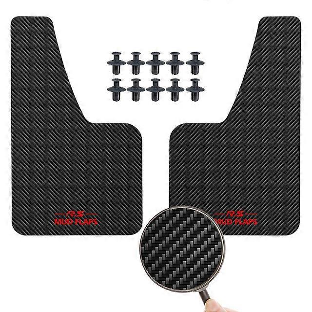 Set Car Universal RED Carbon Fiber Effect Splash Guards Mud Flaps Molded Mudguards Fender Cover Front Rear Styling Accessories