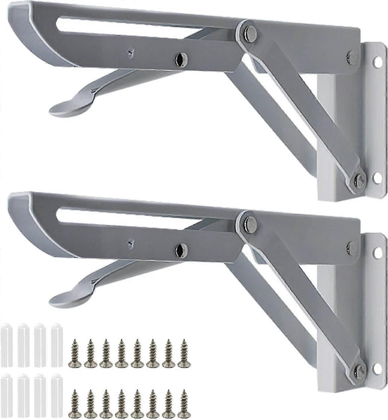 2Pcs Folding Shelf Bracket, Wall Mounted Table Shelf, Stainless Steel Wall Brackets Heavy Duty