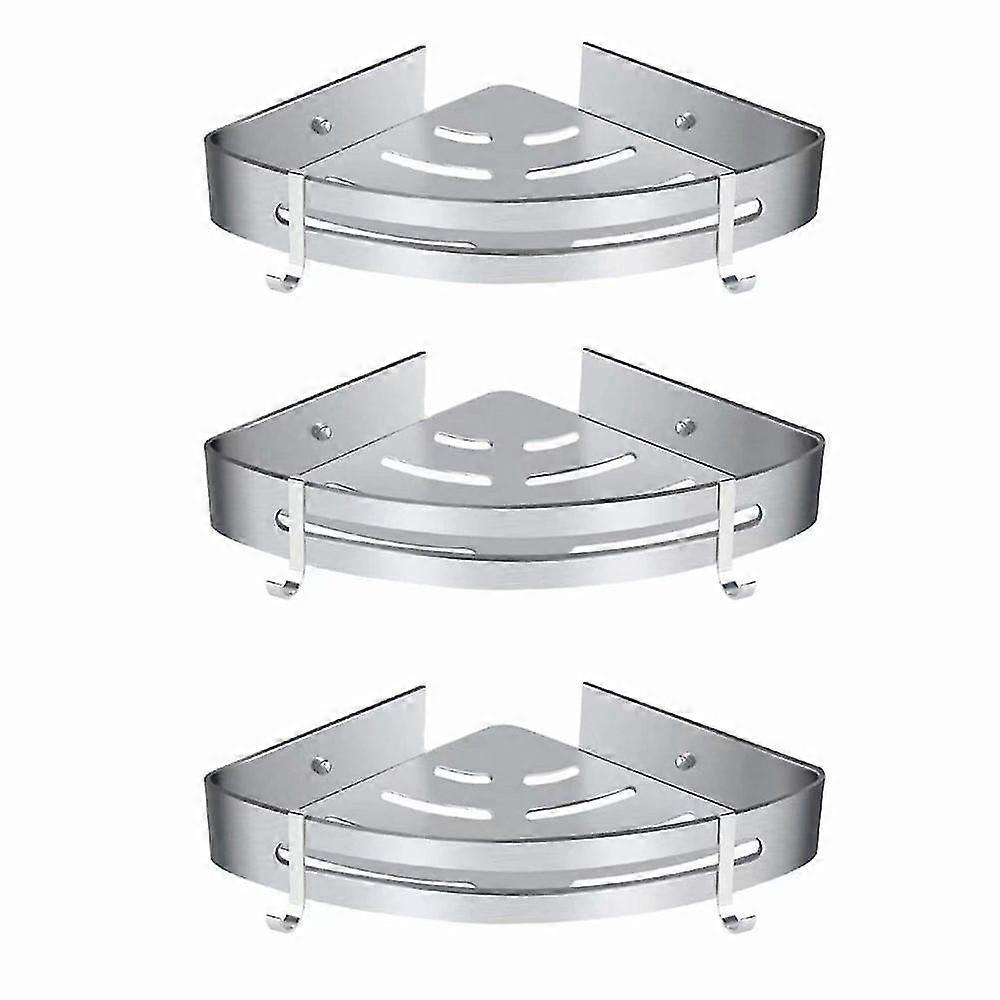 Bathroom Storage Shelf Triangle Shelf Rust-proof And Punch-free Thickened Silver 3 Pieces)