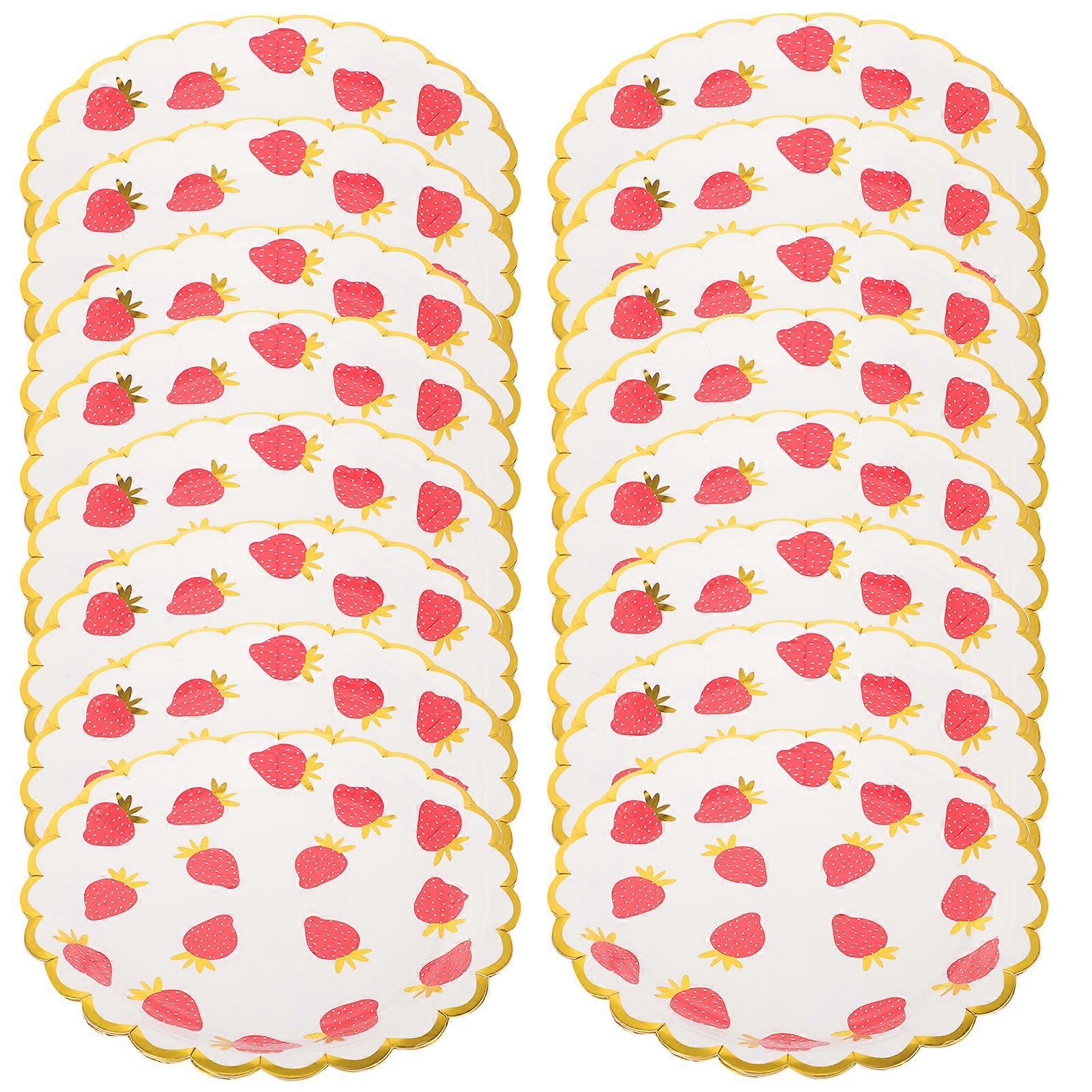 24pcs Party Plates Paper Plates Strawberry Plates Birthday Party Tableware