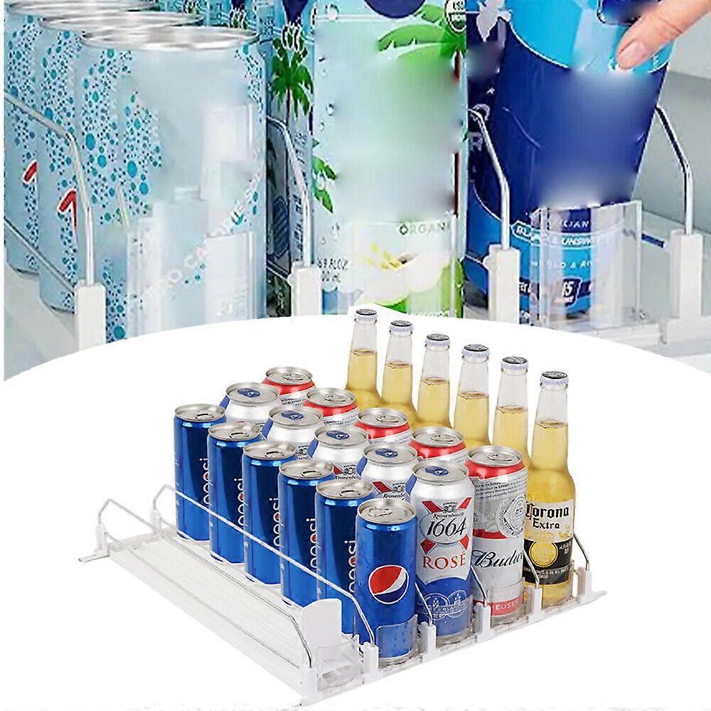 Drink Organizer for Fridge-White Automatic Pusher Glide Soda Dispenser