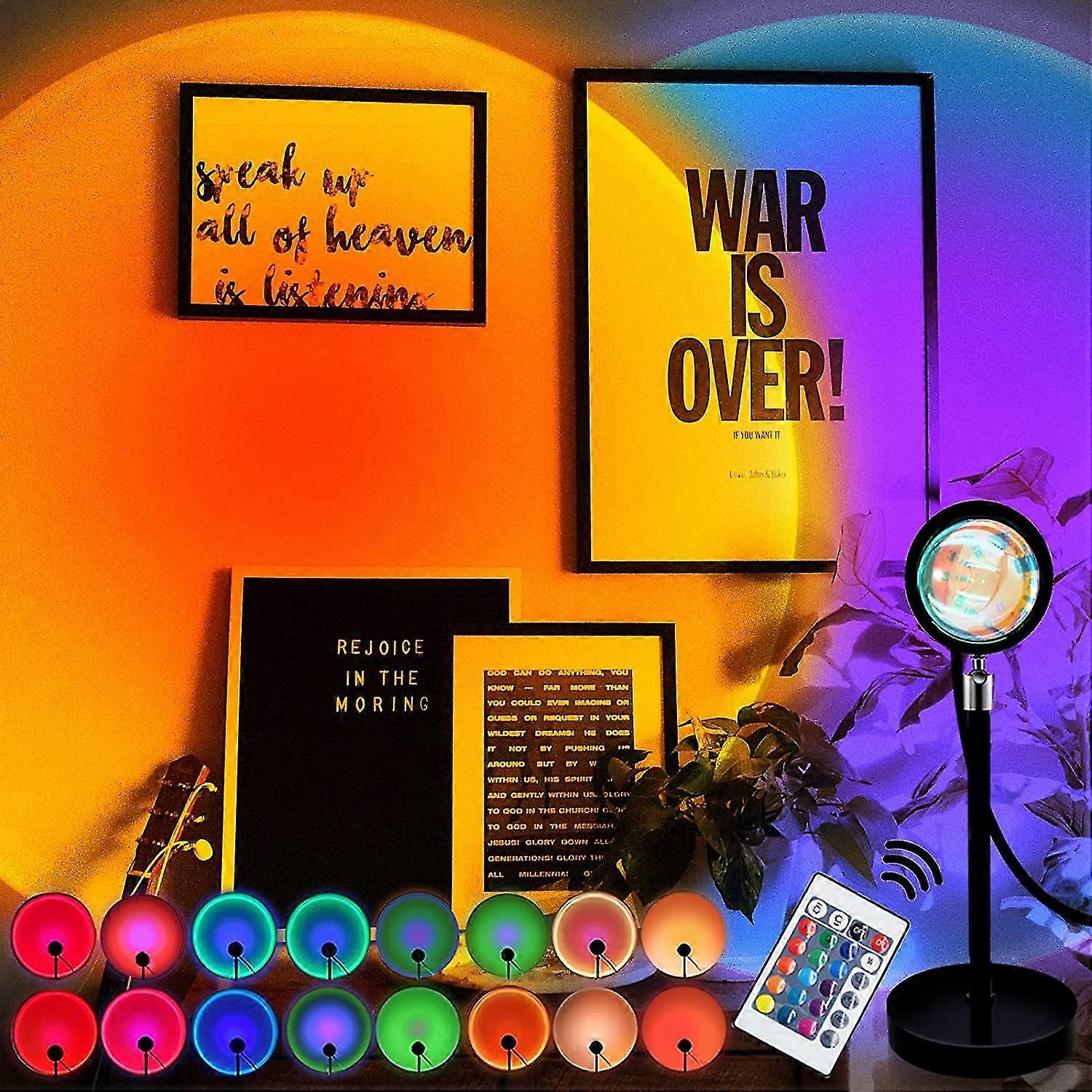 Sunset Lamp Projection 16 Colors Changing Projector Sunset Lamp With Remote Led Rainbow Atmosphere Night Light