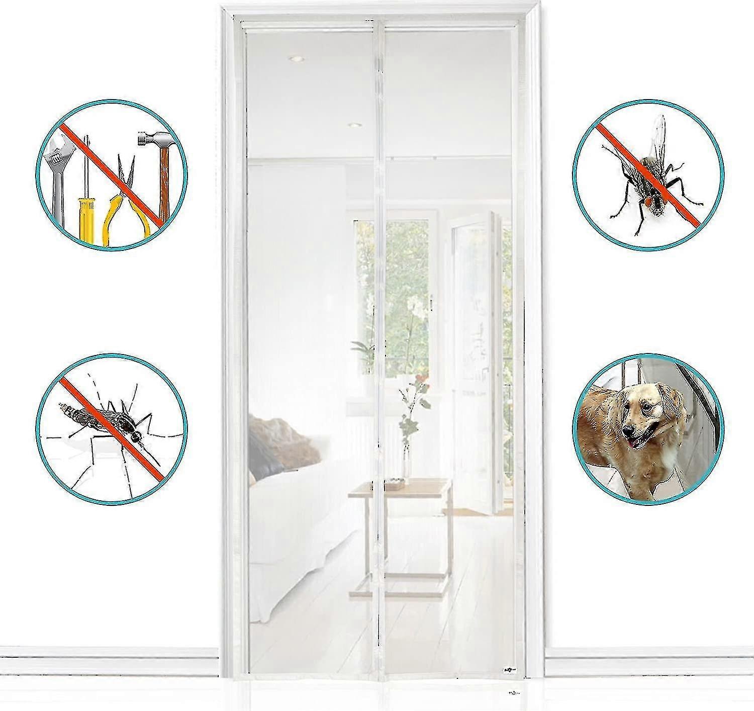 Magnetic Fly Screen Door 80*210 Cm, Magnetic Curtains Can Be Easily Attached And Assembled Without D