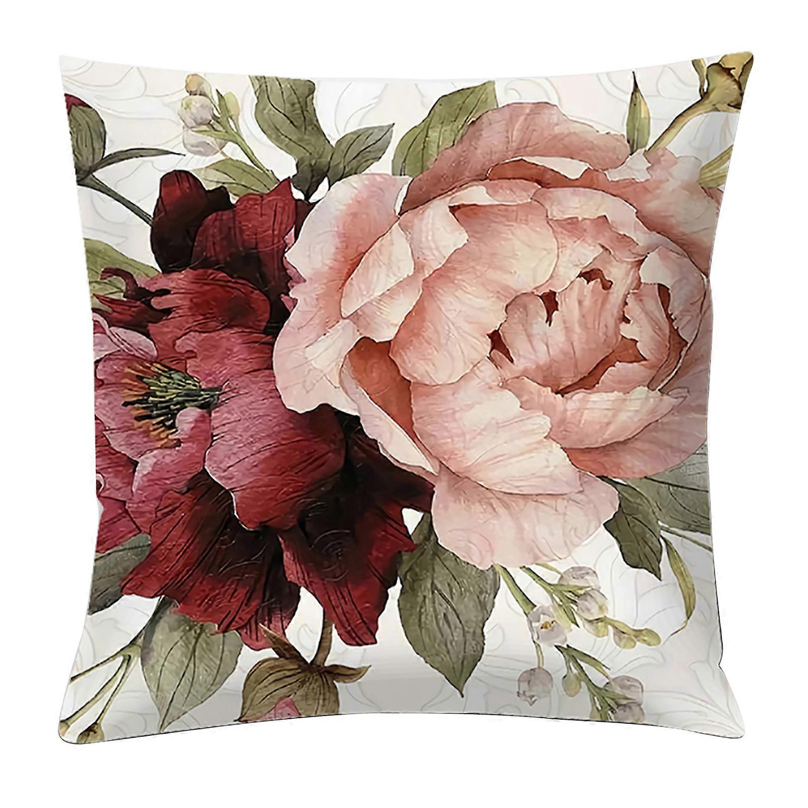 No-pilling Pillow Case Fine Stitching Polyester Machine Washable Floral Pattern Cushion Case Home Decor