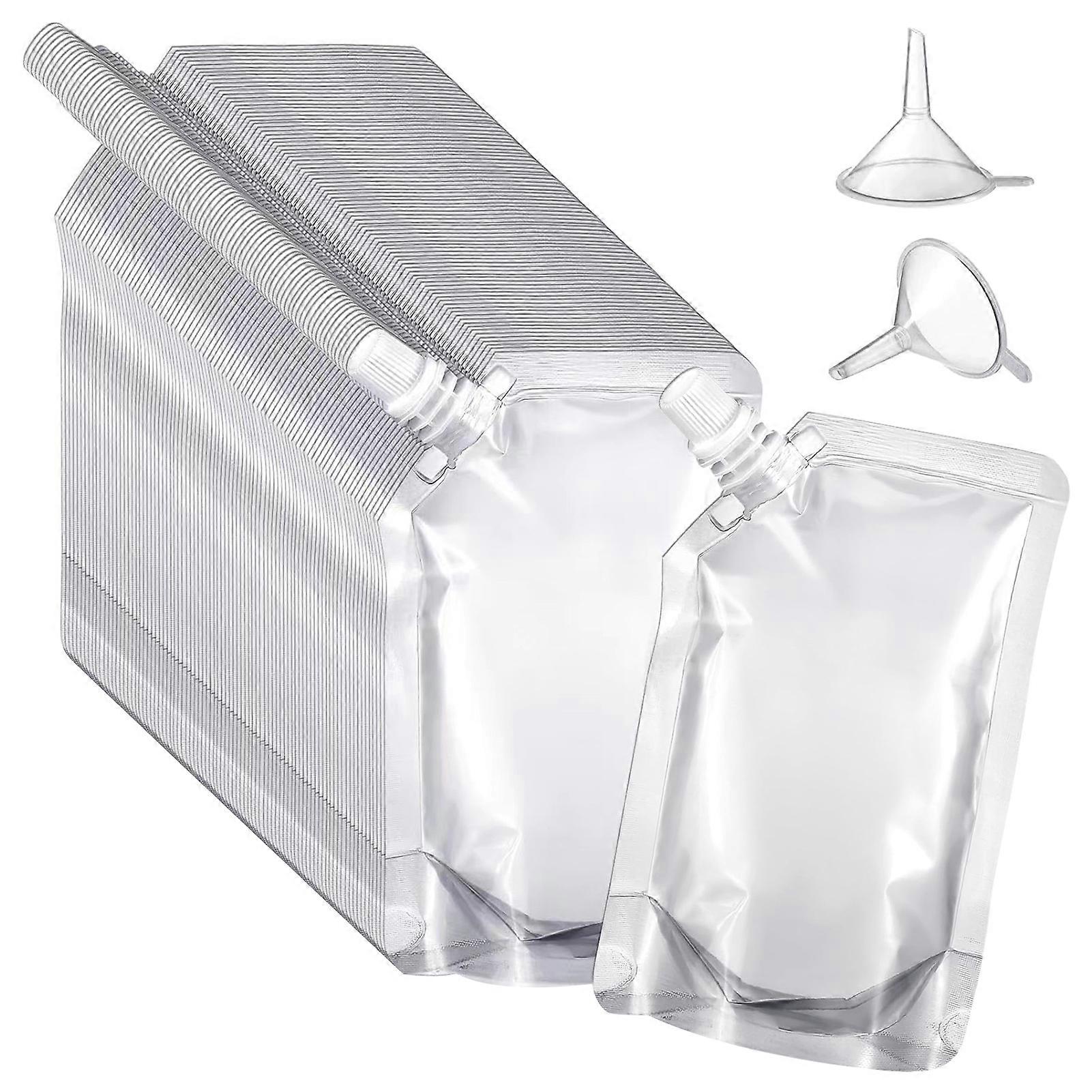 50Pcs 100/150ML Reusable Plastic Drink Pouches with Funnel Nozzles Design Food-grade Transparent Portable Drink Bags Jikaixiang