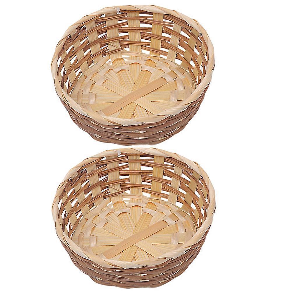 2pcs Bread Baskets Woven Baskets Tabletop Food Fruit Vegetables Serving Baskets