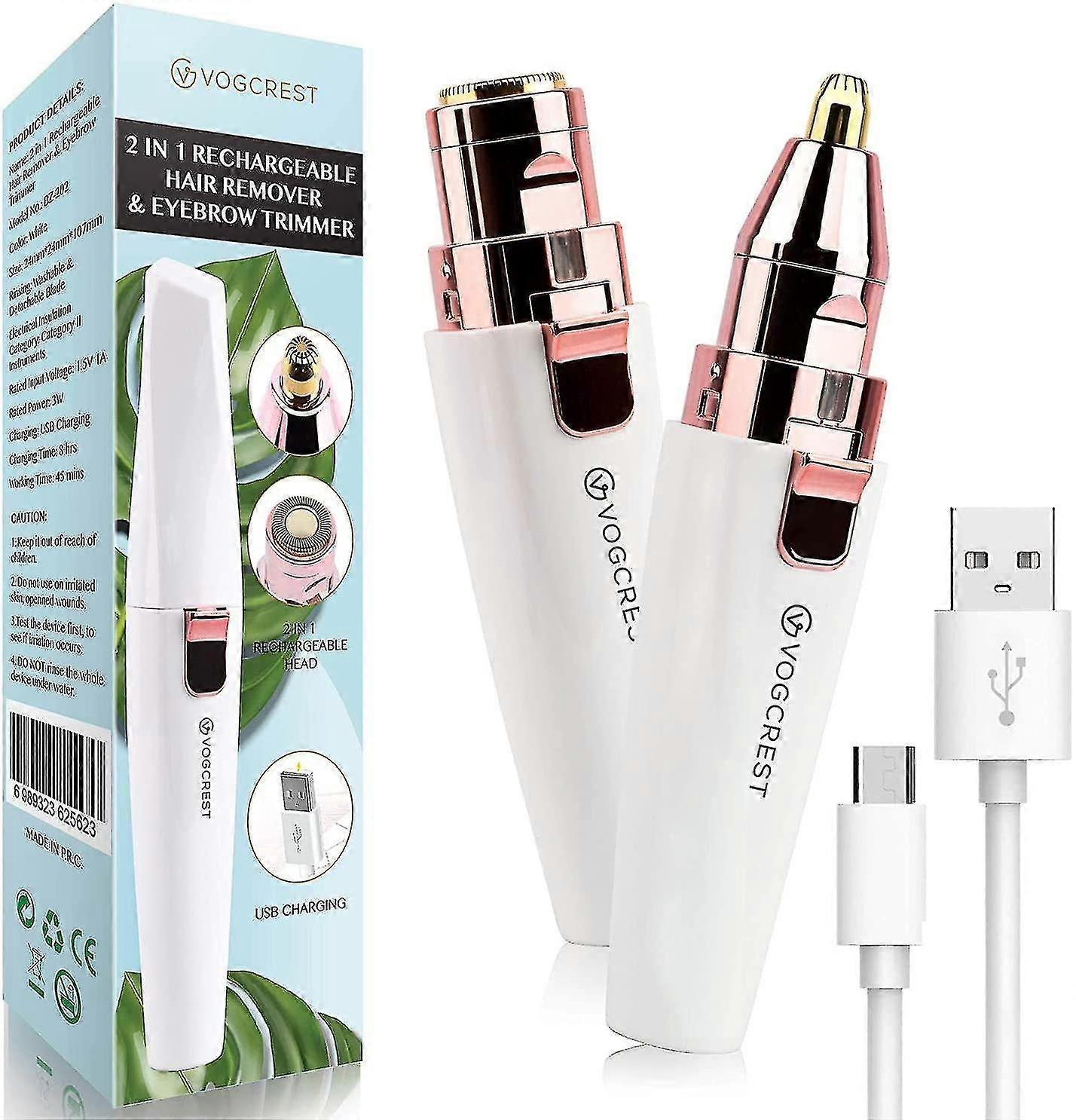 2-in-1 Rechargeable Eyebrow Trimmer And Painless Epilator High Quality