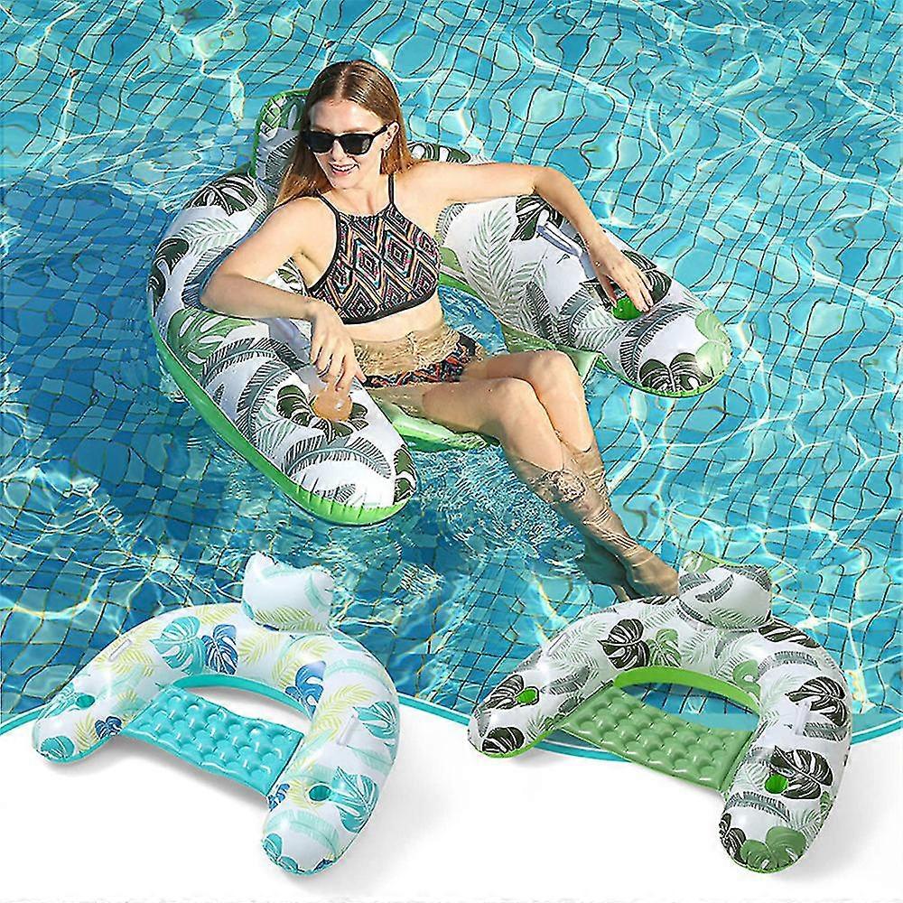 Inflatable Pool Float Lounge For Adults With Cup Holder Water Hammock Floats For Summer Swimming Pool Toys