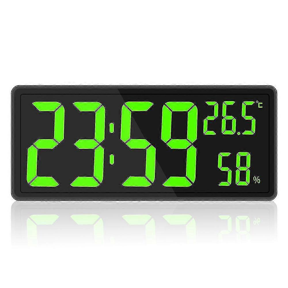 Digital Clock Large Display, Large Digital Wall Clock With Temperature And Humidity, Digital Wall Clock With Led Numbers For Bedroom, Office, Clear Re