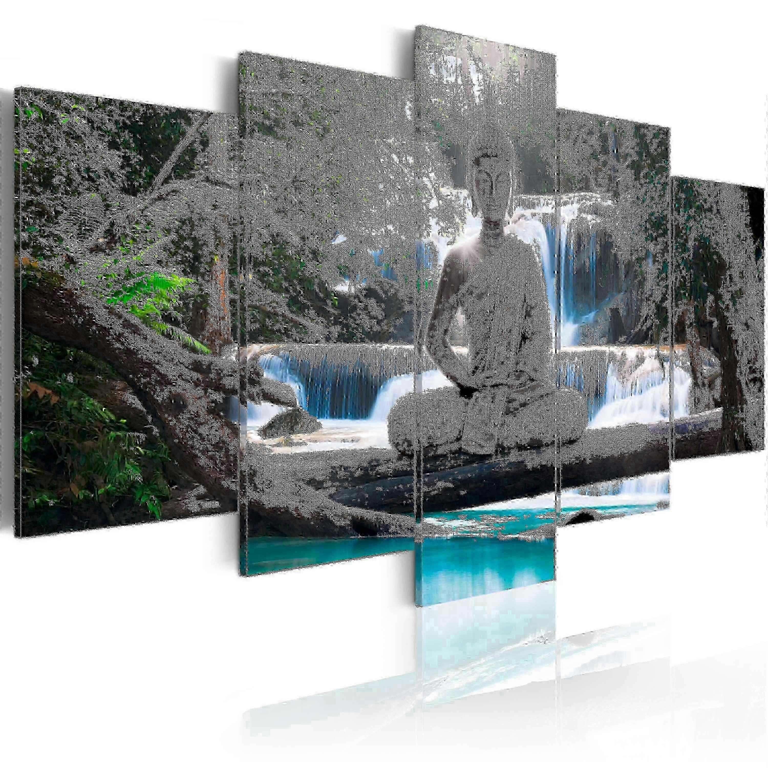 Impression de toile - Bouddha et cascade