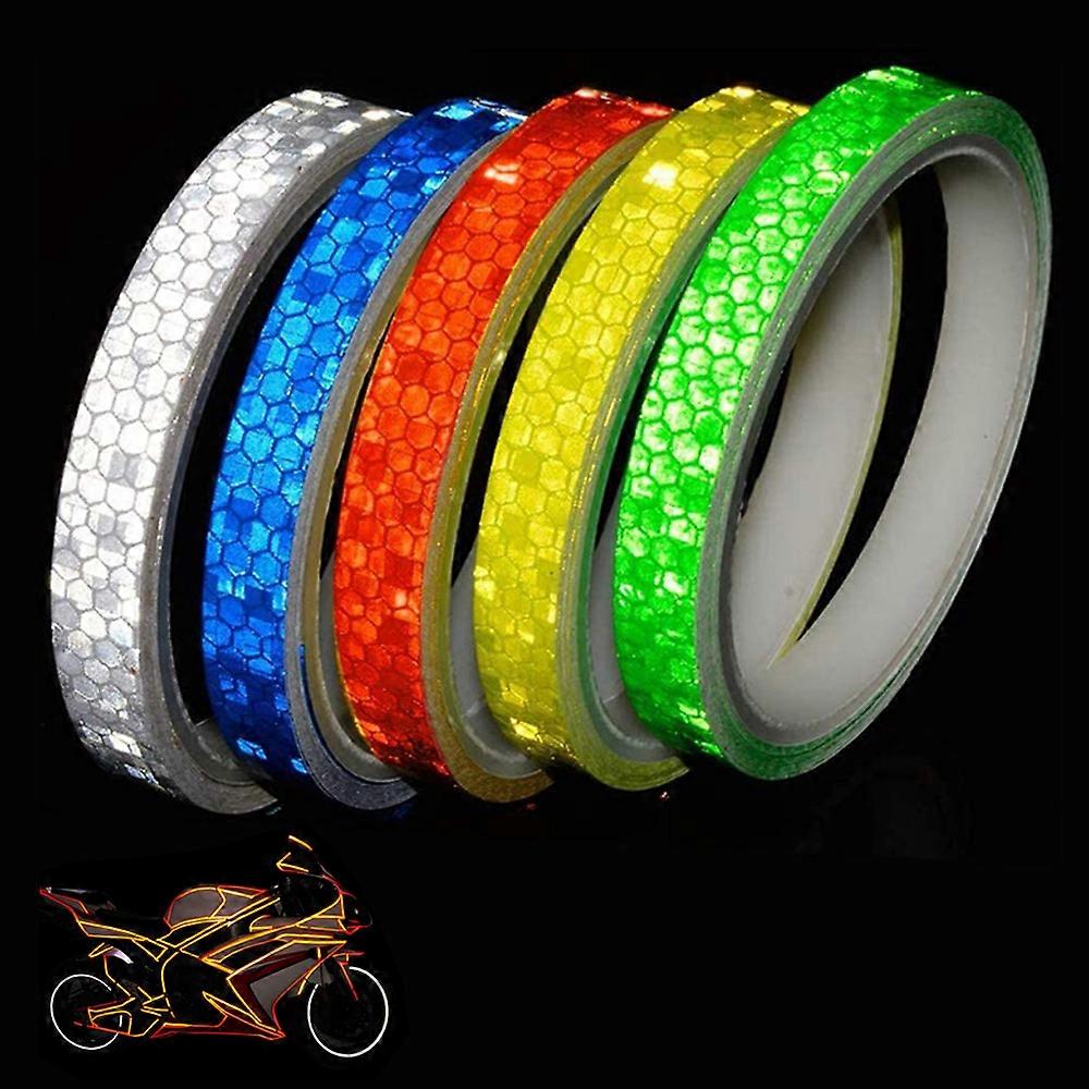 5 قطع ملصقات تحذير عاكسة للسلامة ، لفة ملصق عاكس لحافة دراجة خارجية مقاومة للماء