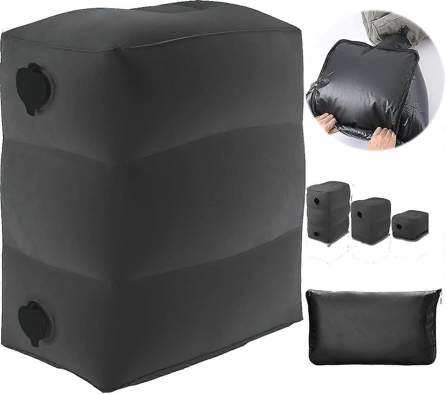 WJTG  Travel Inflatable Footrest, Adjustable Three-Layer Height Footrest, Suitable For Airplanes, Cars, Homes, Trains, Offices, Car Footrest With Infl