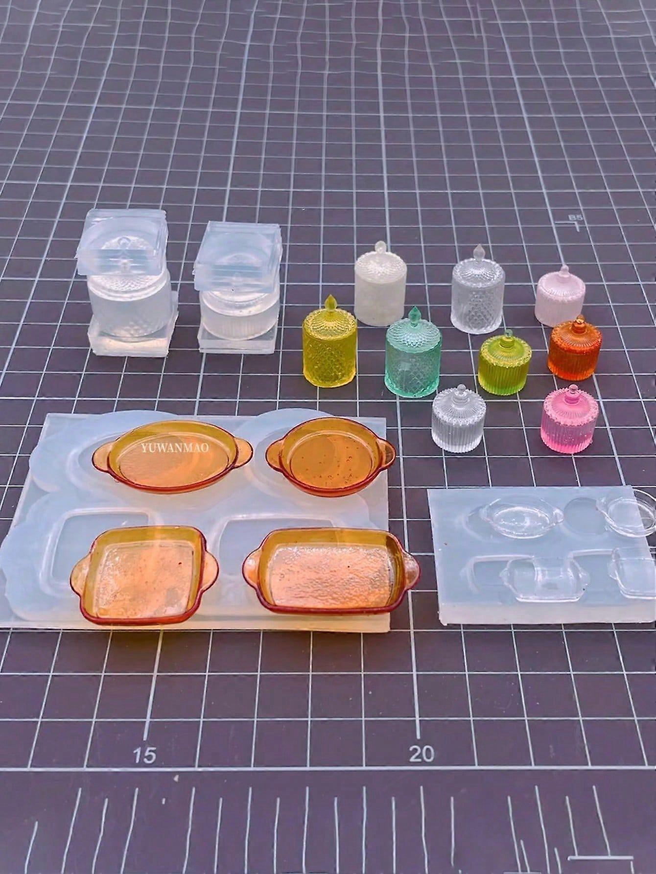 מיני צנצנת צלחת תבנית סיליקון, מגש מגש מיניאטורי DIY צנצנת צנצנת שרף עובש יציקה