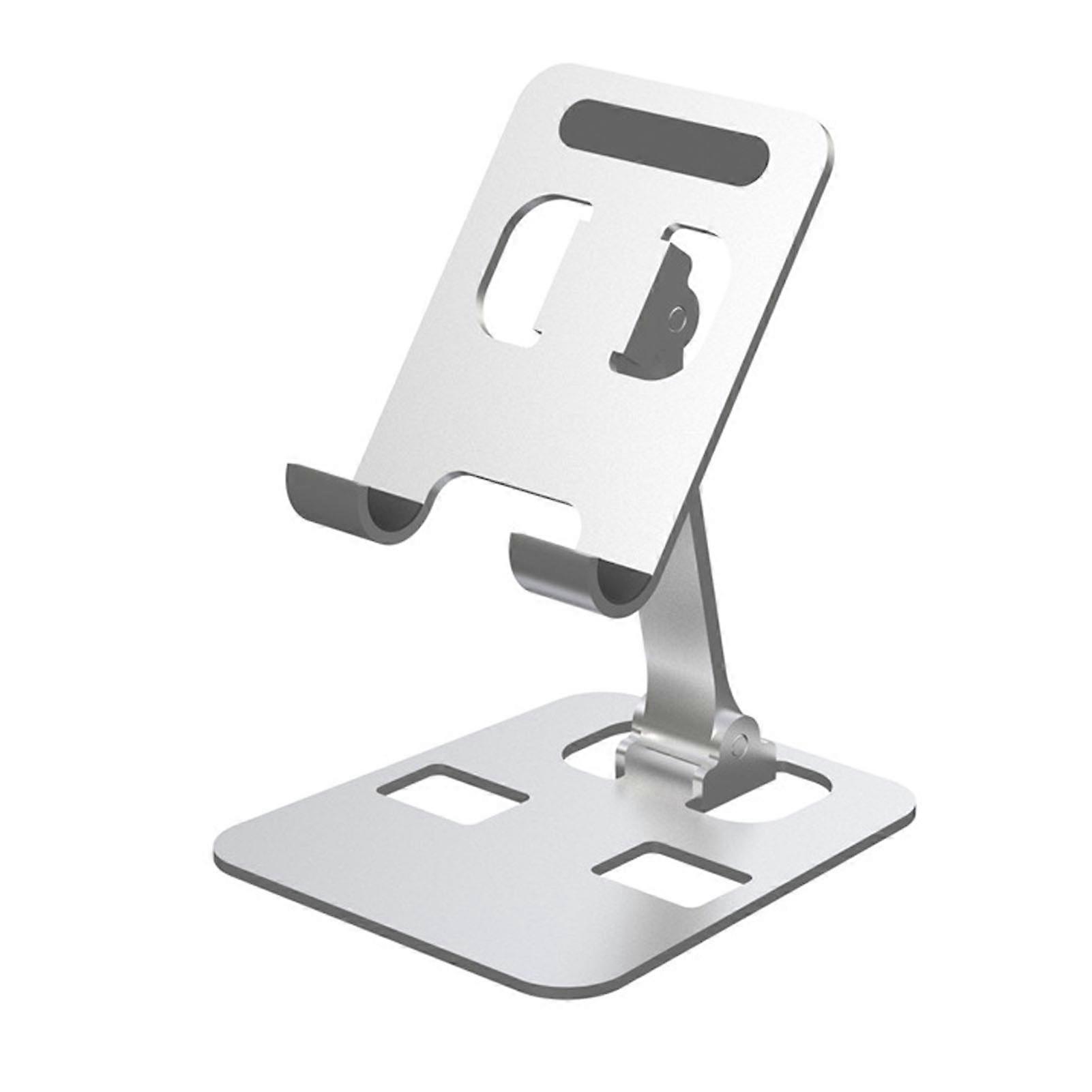 Silver Adjustable Angle Folding Mobile Phone and Tablet Stand for Home, Travel, Office