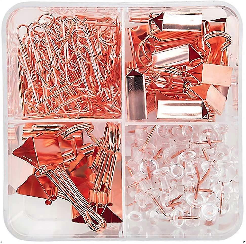 Binder Clips Paper Clips Push Pins Sets With Box For Office,school And Home Supplies"