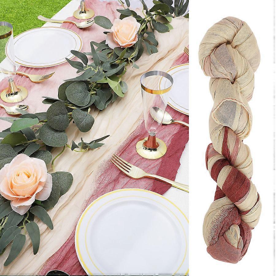 Pink Tie-Dye Gauze Table Runner 90x180cm for Rustic Chic Weddings