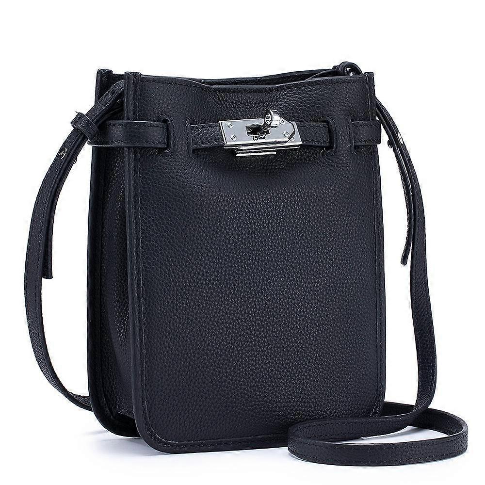 The First Layer of Cowhide Crossbody Bag Large Capacity Women's Bag Simple Bucket Shoulder Bag Advanced Sense Mobile Phone Bag