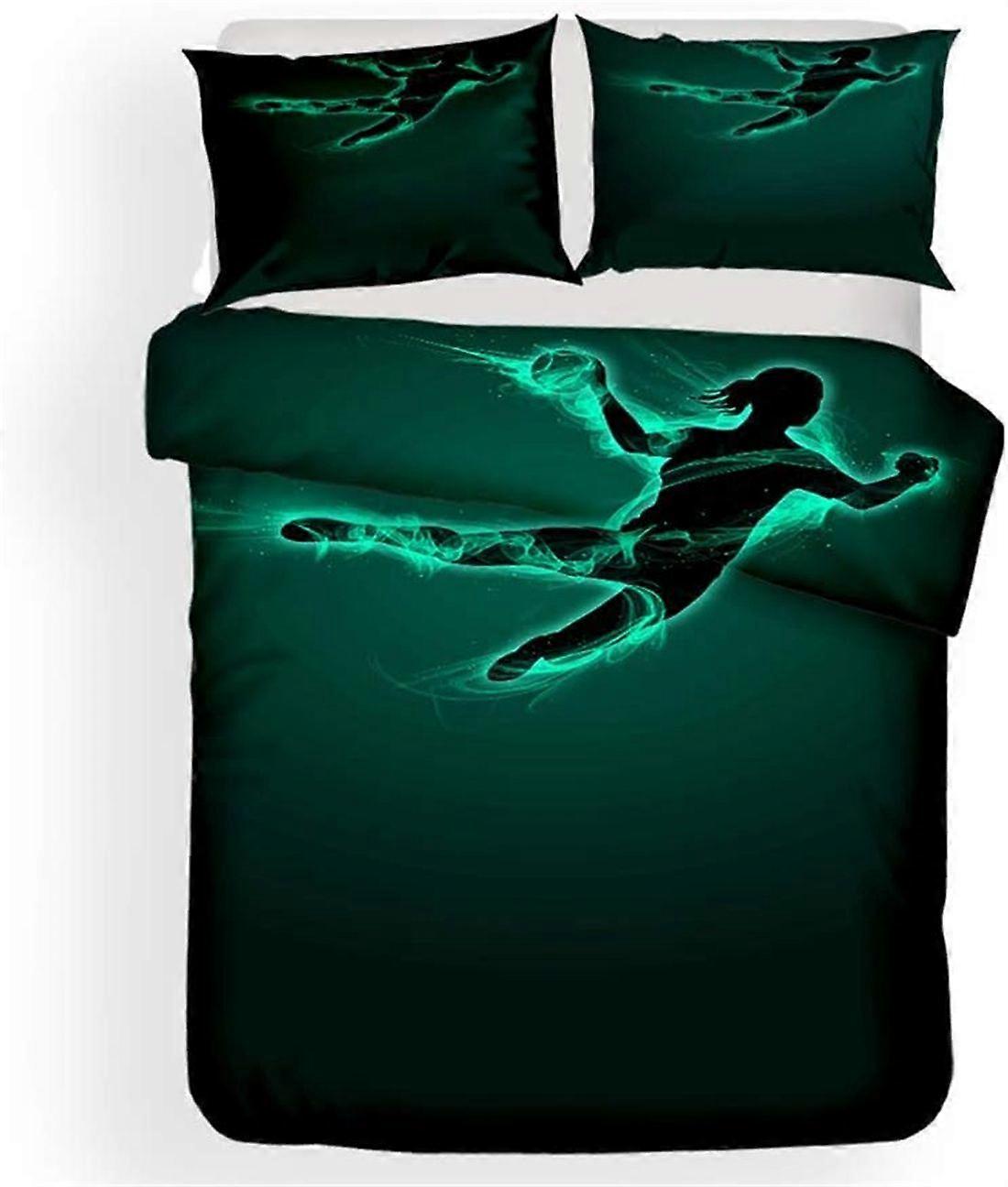 x46 LençóisConjunto de Cama de Esportes de Futebol, Capa de Edredom e Fronha Capa de Edredom de Grafite Multicolorida de Microfibra com Zíper Conjunto de Cama de 3 Peças (