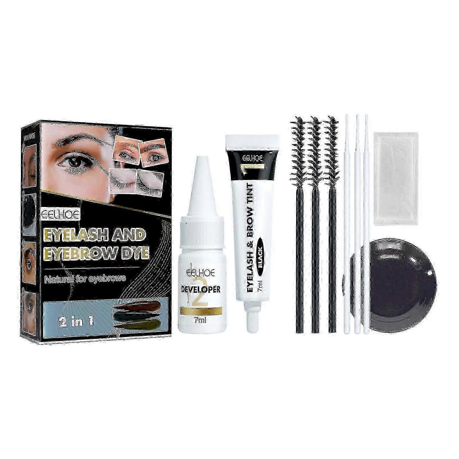 EELHOE Eyelash & Brow Tint Dye Professional Series Natural Long-lasting Semipermanent Diy Makeup Kit