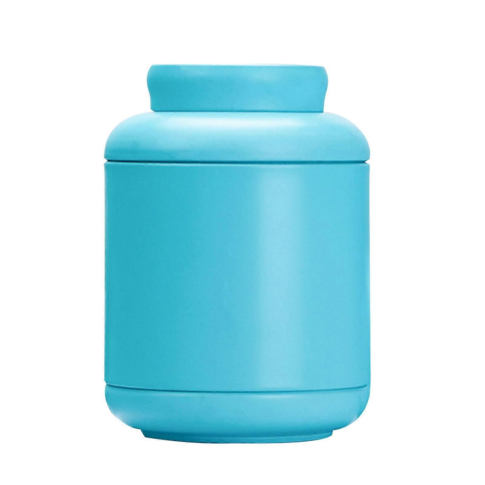Tea Sealed Box Kitchen Storage Container Round Jar Tin Can Vintage Candy Pots large Blue