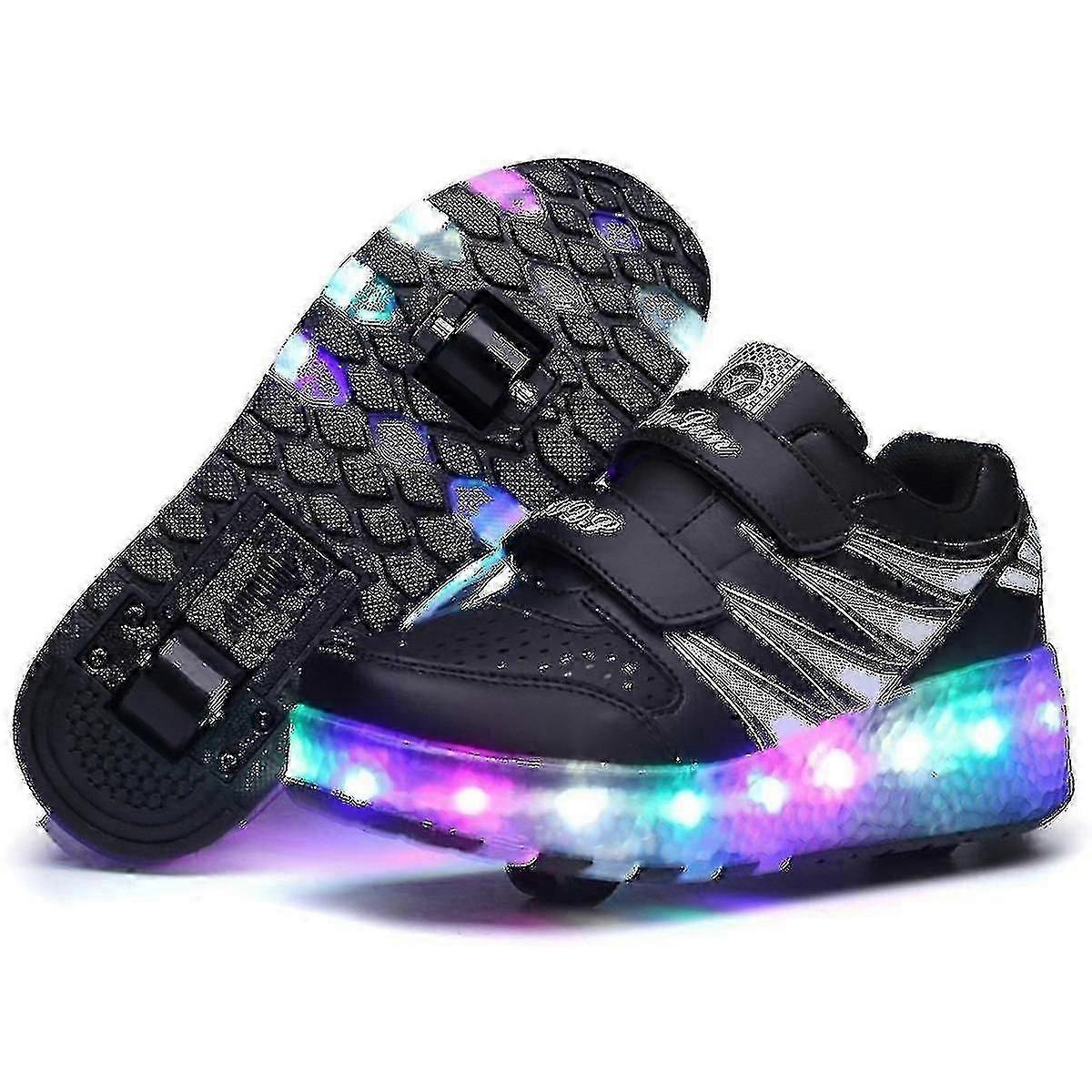 2022 New Led Light Up Roller Shoes Double Wheel Usb Rechargeable Skating Shoes