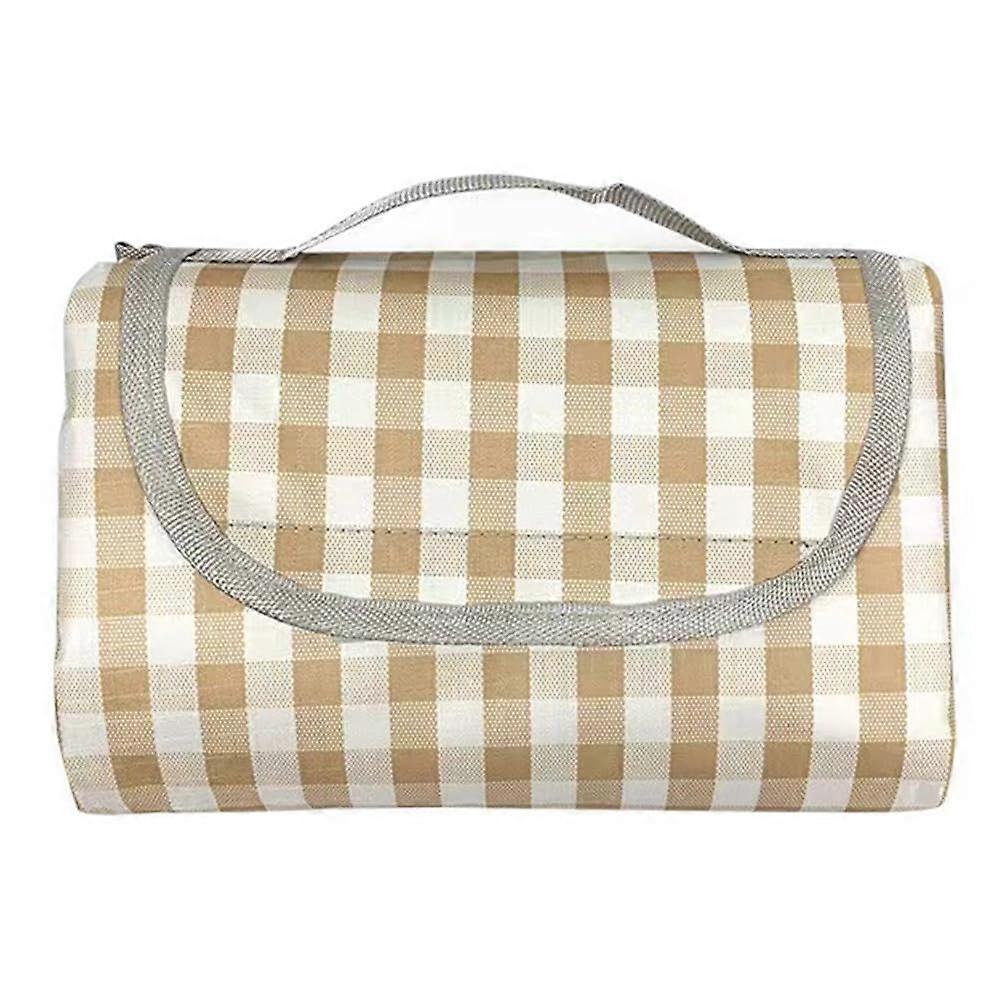 Extra Large Picnic Blanket, Water-Resistant, Sandproof, Foldable Mat for Beach, Camping, Grass, Park (Tan Gingham, 80x60 in)