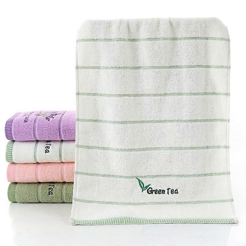 Soft Striped Green Tea Terry Towels for Adults Face Hand Towels Bathroom Camping Yoga Towel