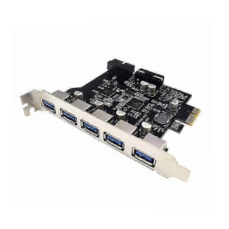 7 Ports PCI-E to 5 USB 3.0 Expansion Card with 19-Pin SATA Power Connector