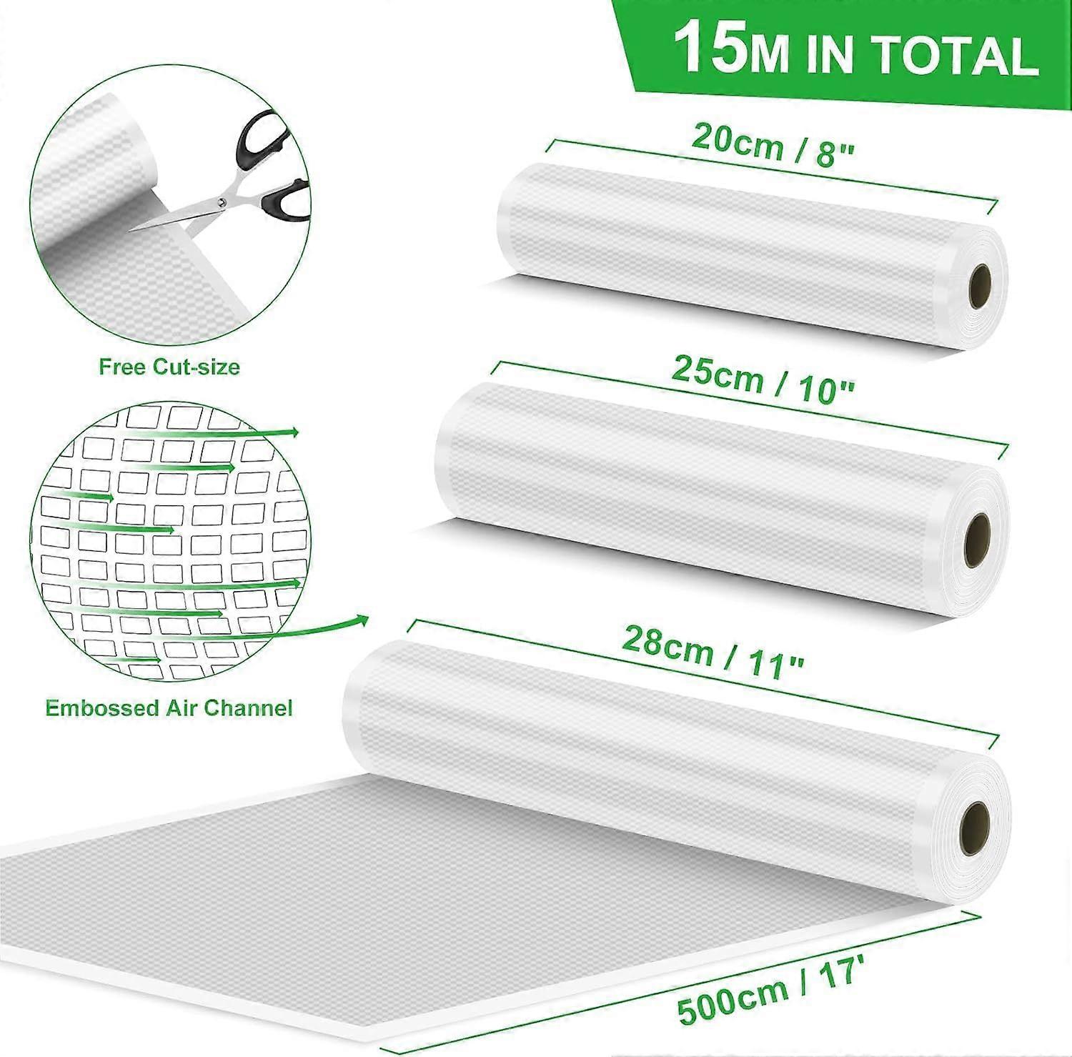 Efficient Food Storage with 3 Size Vacuum Bags (5m Rolls)