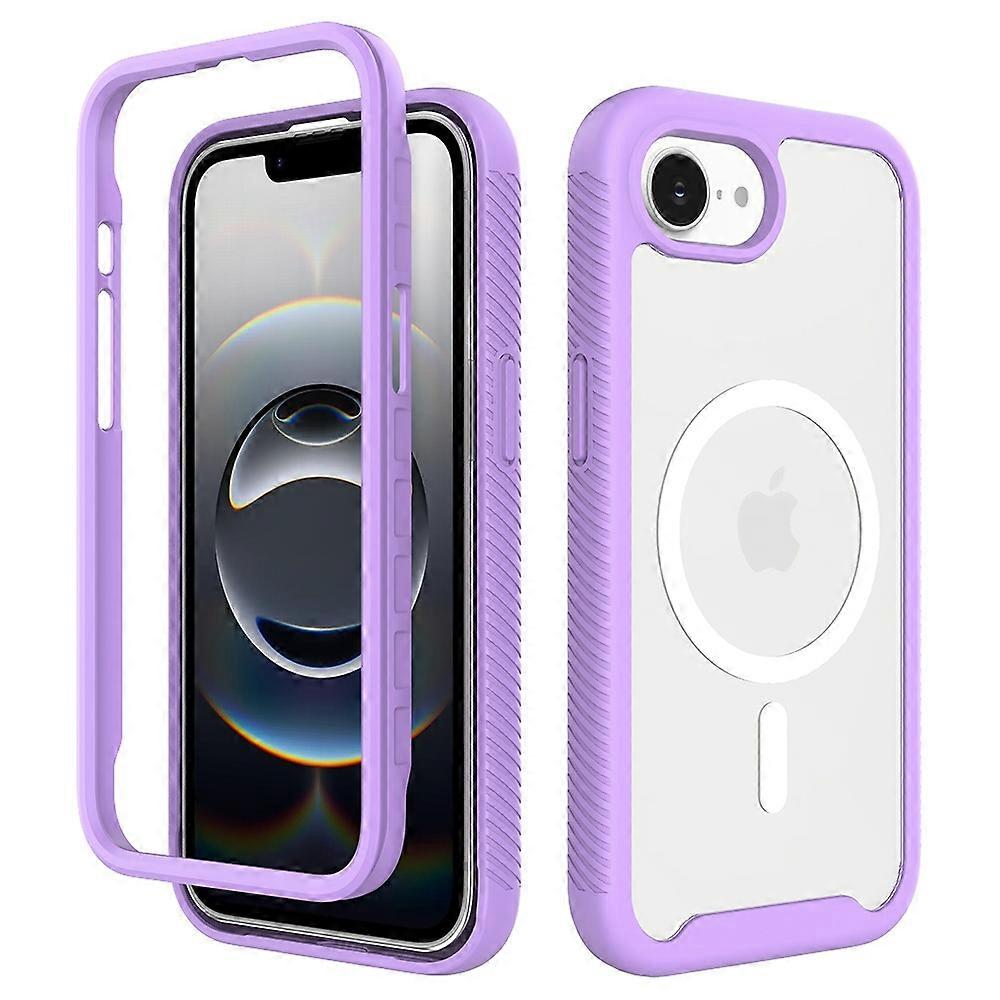 For iPhone 16e Case PC TPU Protective Phone Cover Support Wireless Charging - Purple