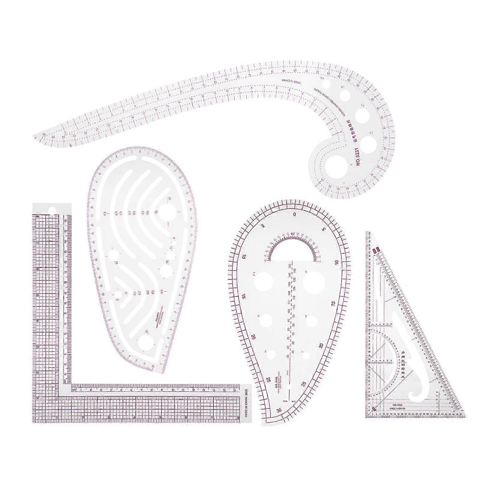 5pcs Sewing Ruler MultiFunction Curve Shaped Grading Tailor Clothing Making Toos