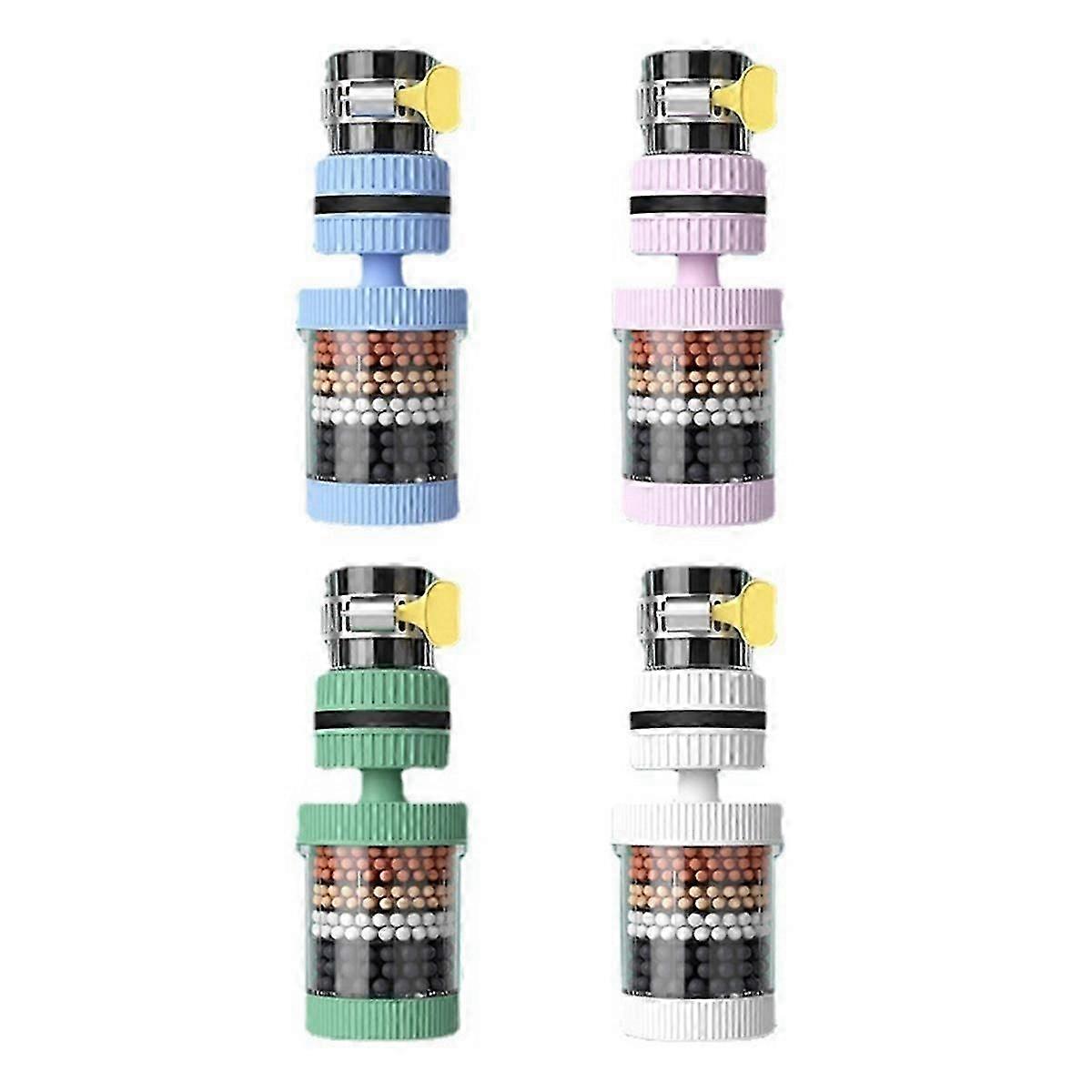 4 Pcs Six-Layer Splash-Proof Universal Removable and Washable Kitchen Extended Rotatable Faucet Filter