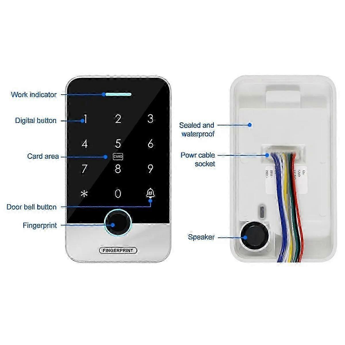 Bluetooth Tuya APP Smart Fingerprint RFID Access Control Keypad Touch IP65 Waterproof 13.56MHz Door JN