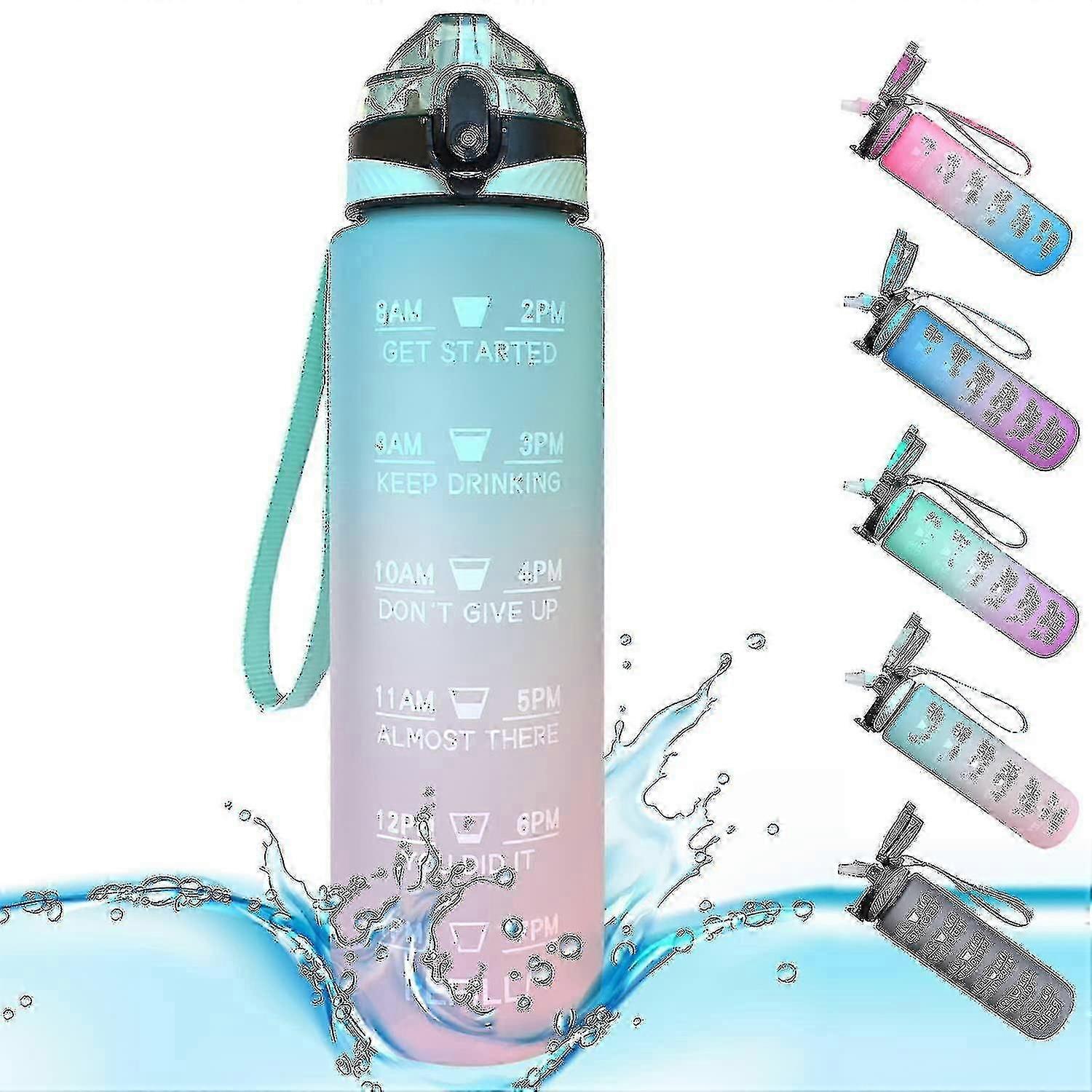 Sports Bottle 1 Litre Markings And With Straws Bottles Bottle Opens Suitable For Fitness Outdoor