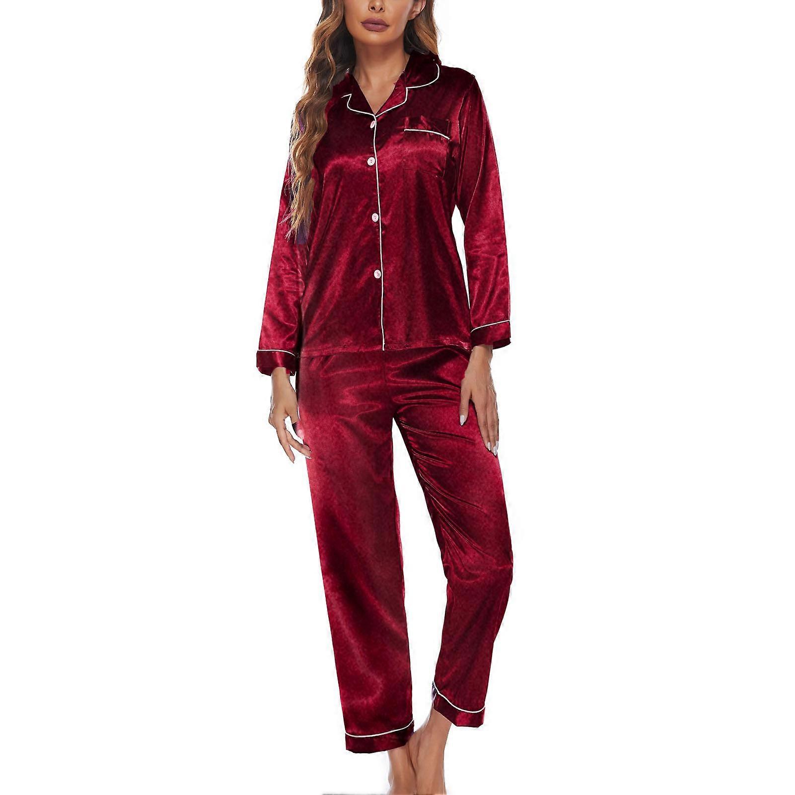 Dampyjamasset 2 delar Loungekläder Långärmad Topp Byxor Polyesterkläder